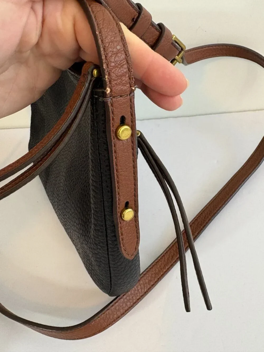 Fossil Black & Brown Leather Crossbody Purse